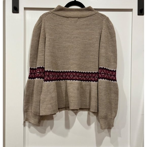 Dear John Denim Felicia Peplum‎ Long Sleeve Sweater Fall Fawn - Size XL - Picture 2 of 9